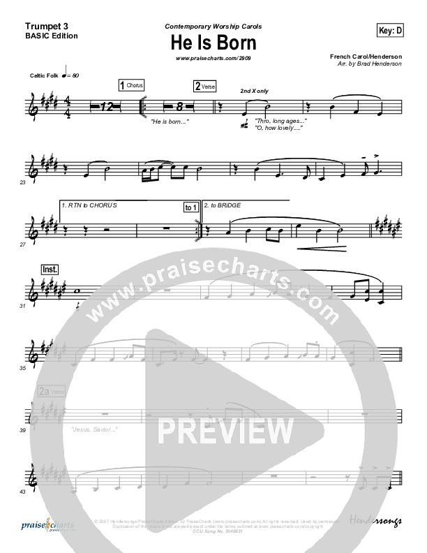 He Is Born Trumpet 3 (Andrea Duvall)