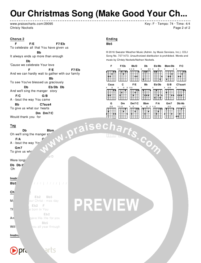 Our Christmas Song (Make Good Your Christmas Day) Chords & Lyrics (Christy Nockels)