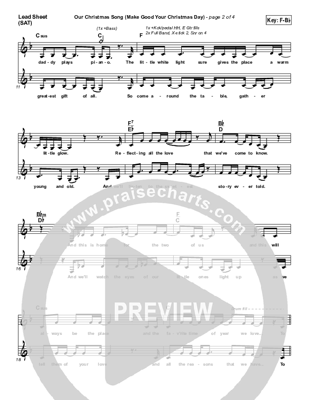 Our Christmas Song (Make Good Your Christmas Day) Lead Sheet (SAT) (Christy Nockels)