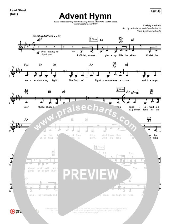 Advent Hymn Sheet Music PDF (Christy Nockels) - PraiseCharts