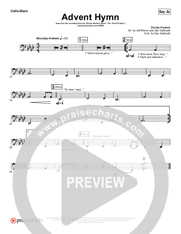 Advent Hymn Cello/Bass (Christy Nockels)