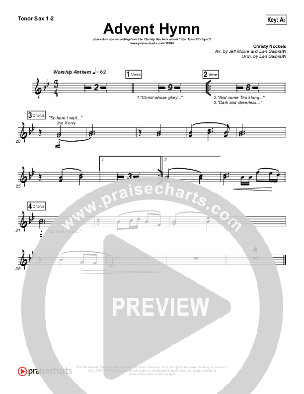 Advent Hymn Tenor Sax 1/2 (Christy Nockels)