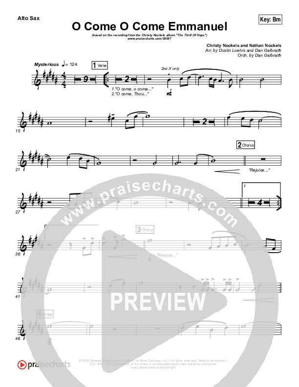 O Come O Come Emmanuel Alto Sax (Christy Nockels)
