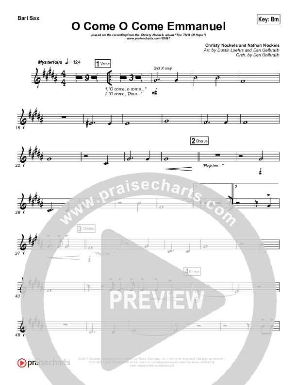 O Come O Come Emmanuel Bari Sax (Christy Nockels)