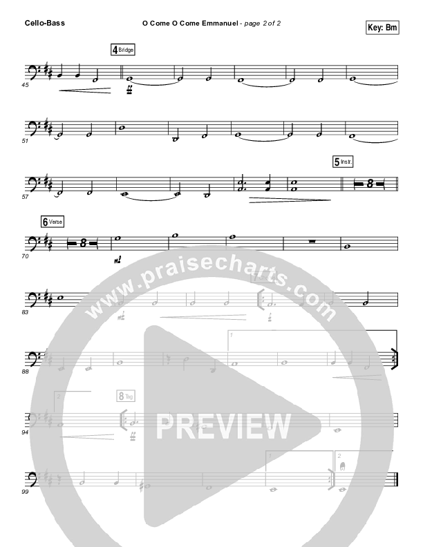 O Come O Come Emmanuel Cello/Bass (Christy Nockels)