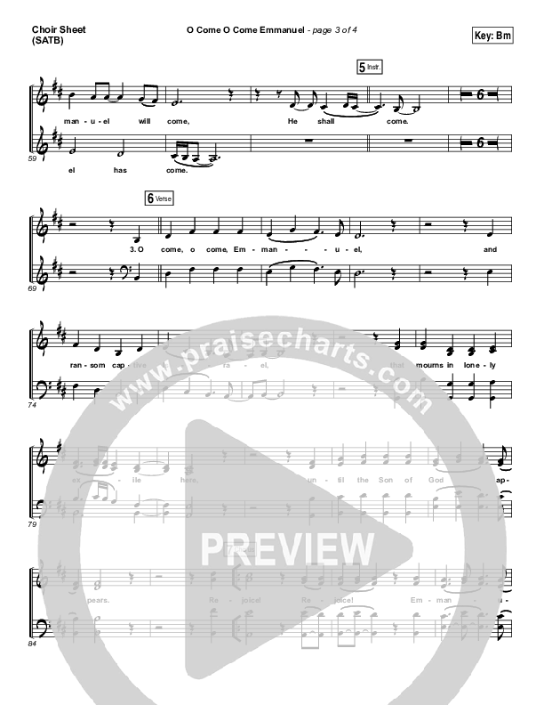 O Come O Come Emmanuel Choir Sheet (SATB) (Christy Nockels)