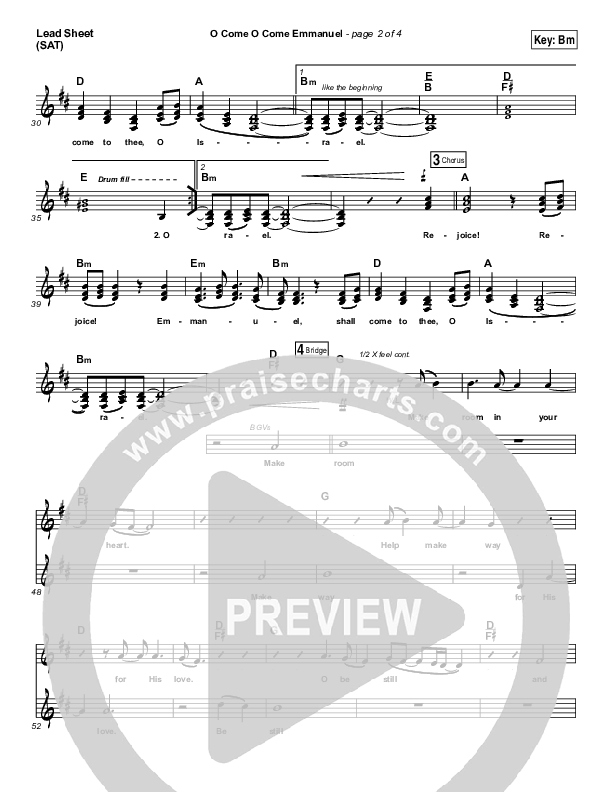 O Come O Come Emmanuel Lead Sheet (SAT) (Christy Nockels)