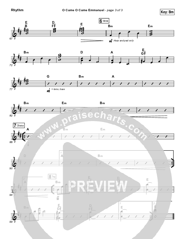 O Come O Come Emmanuel Rhythm Chart (Christy Nockels)