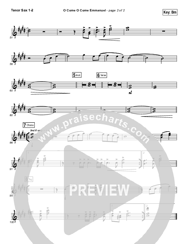 O Come O Come Emmanuel Tenor Sax 1/2 (Christy Nockels)