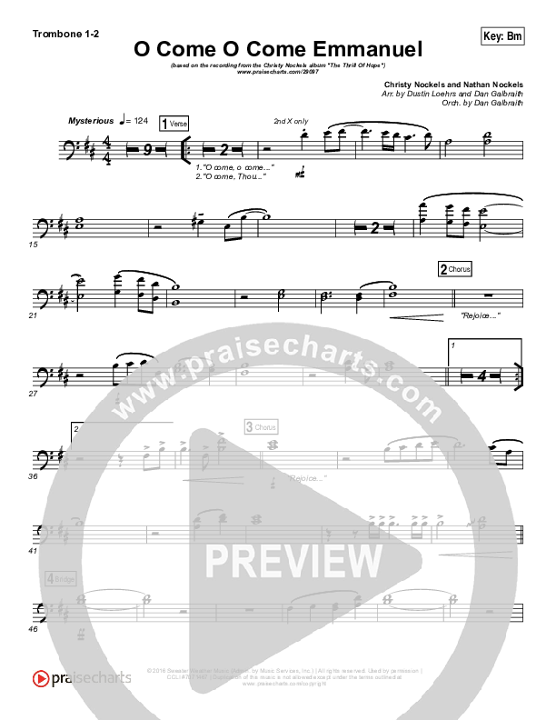 O Come O Come Emmanuel Trombone 1/2 (Christy Nockels)