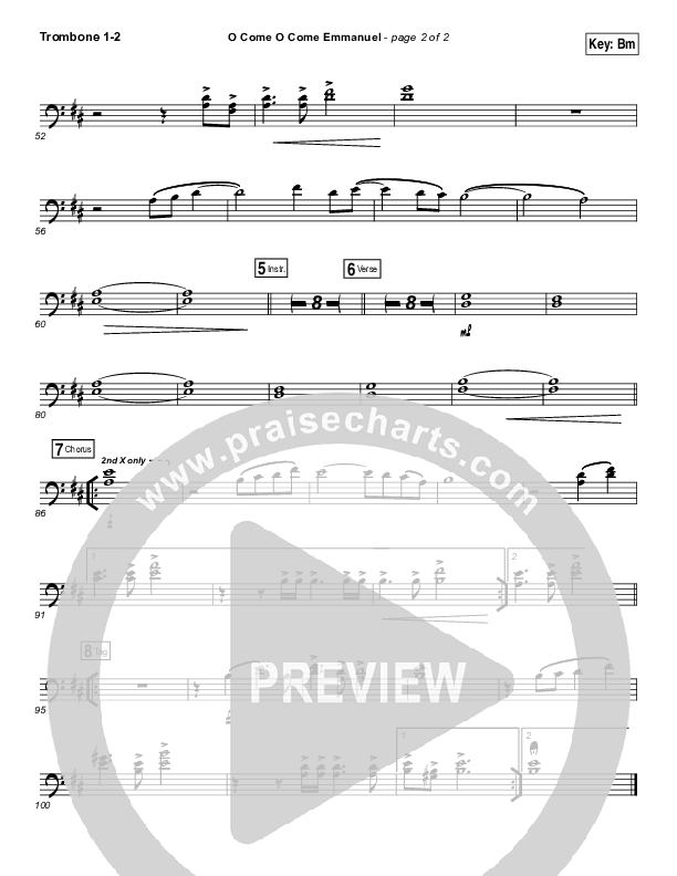 O Come O Come Emmanuel Trombone 1/2 (Christy Nockels)