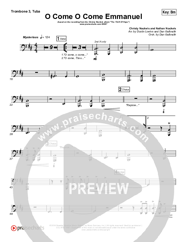 O Come O Come Emmanuel Trombone 3/Tuba (Christy Nockels)