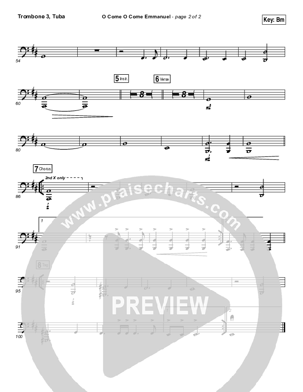 O Come O Come Emmanuel Trombone 3/Tuba (Christy Nockels)