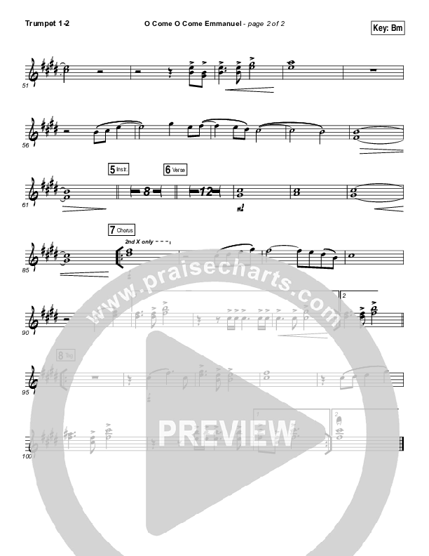 O Come O Come Emmanuel Trumpet 1,2 (Christy Nockels)