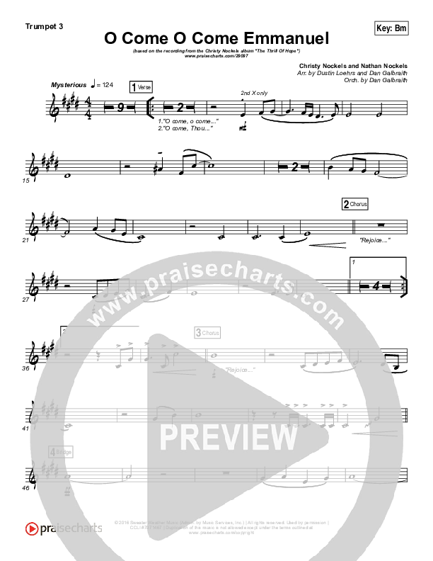 O Come O Come Emmanuel Trumpet 3 (Christy Nockels)