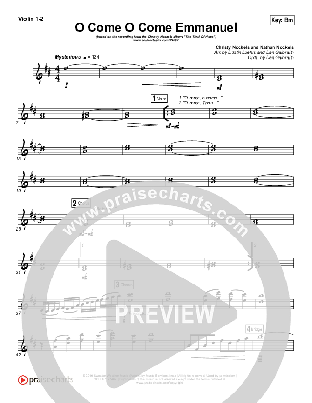 O Come O Come Emmanuel Violin 1/2 (Christy Nockels)