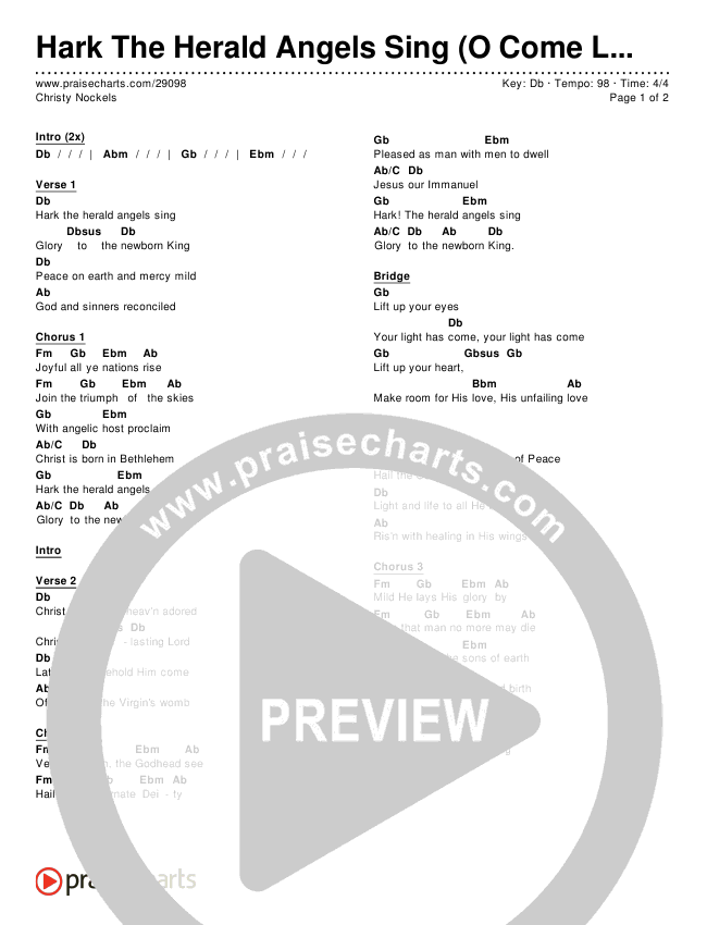 Hark The Herald Angels Sing (O Come Let Us Adore Him) Chords & Lyrics (Christy Nockels)