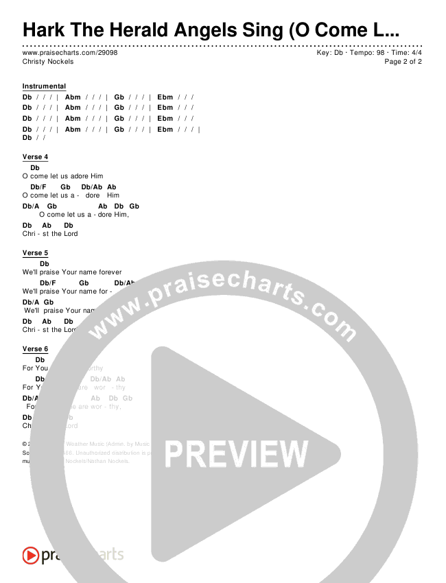 Hark The Herald Angels Sing (O Come Let Us Adore Him) Chords & Lyrics (Christy Nockels)
