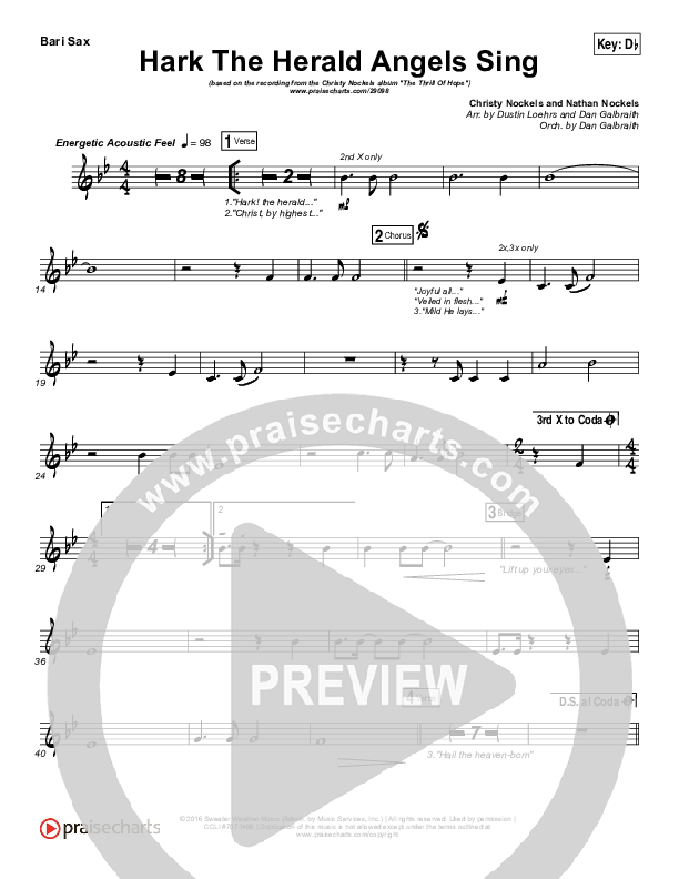 Hark The Herald Angels Sing (O Come Let Us Adore Him) Bari Sax (Christy Nockels)