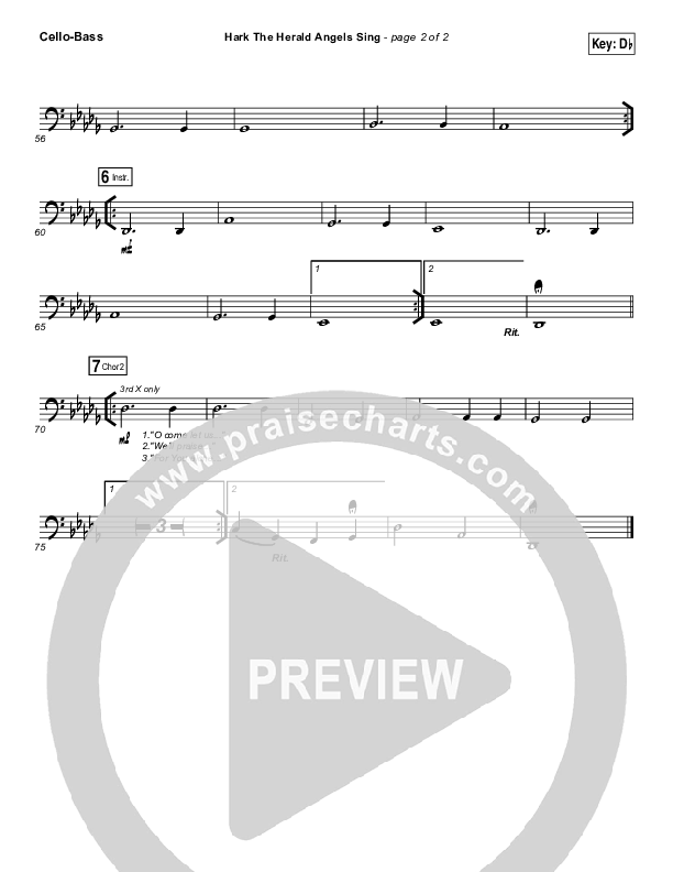 Hark The Herald Angels Sing (O Come Let Us Adore Him) Cello/Bass (Christy Nockels)