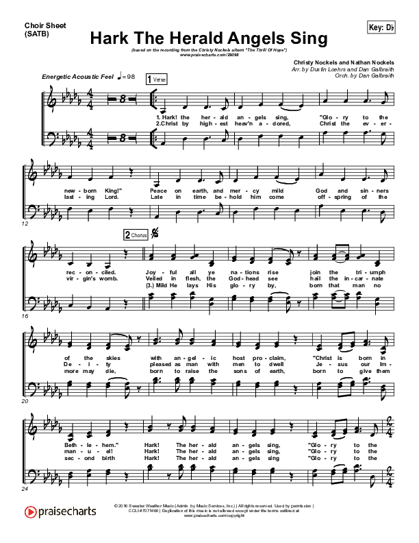 Hark The Herald Angels Sing (O Come Let Us Adore Him) Choir Vocals (SATB) (Christy Nockels)