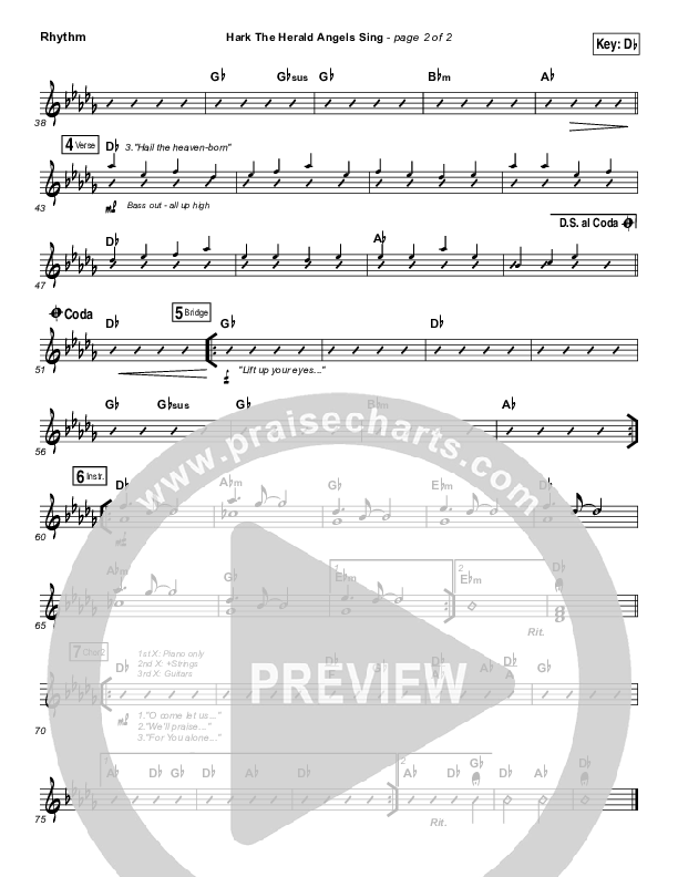 Hark The Herald Angels Sing (O Come Let Us Adore Him) Rhythm Chart (Christy Nockels)