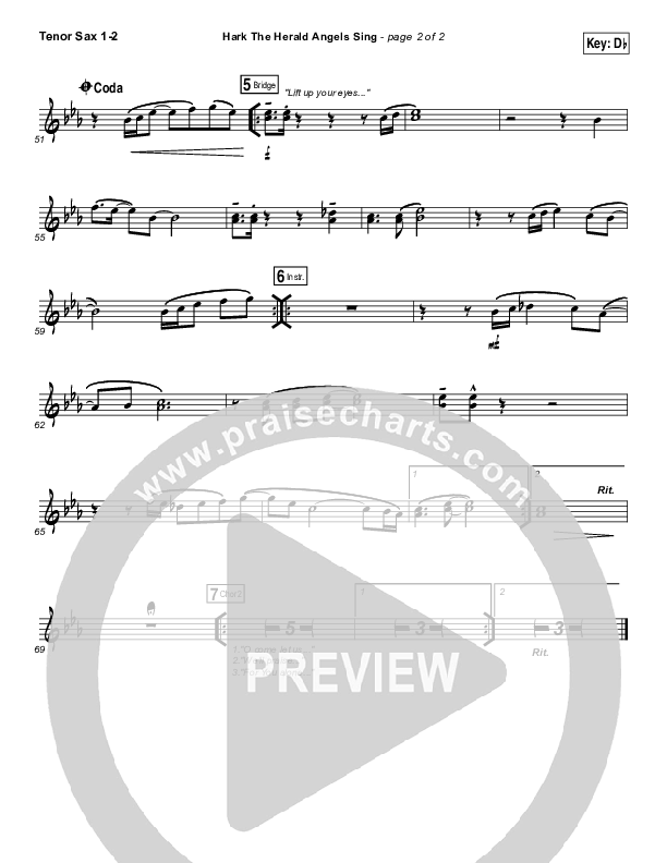 Hark The Herald Angels Sing (O Come Let Us Adore Him) Tenor Sax 1/2 (Christy Nockels)