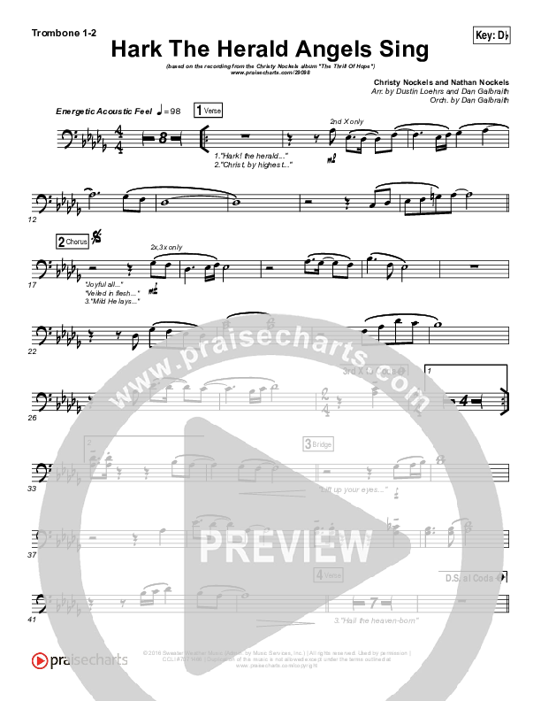 Hark The Herald Angels Sing (O Come Let Us Adore Him) Trombone 1/2 (Christy Nockels)