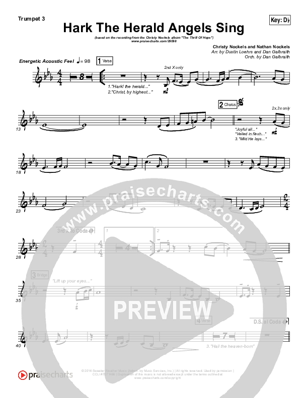 Hark The Herald Angels Sing (O Come Let Us Adore Him) Trumpet 3 (Christy Nockels)