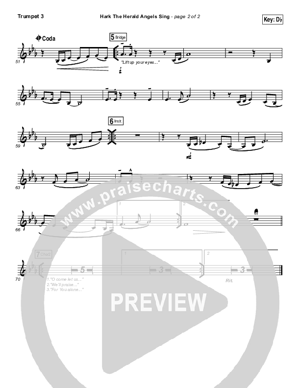 Hark The Herald Angels Sing (O Come Let Us Adore Him) Trumpet 3 (Christy Nockels)