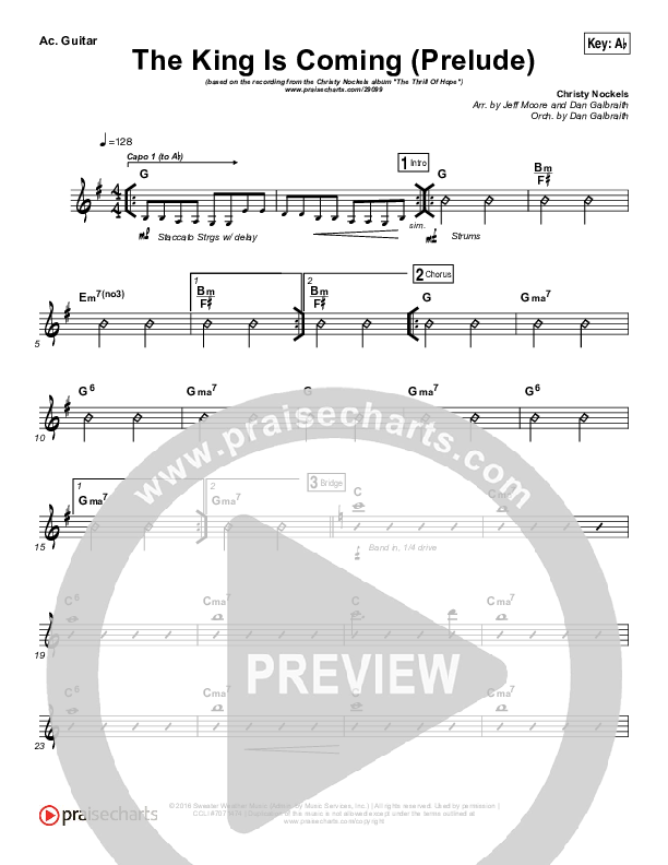 The King Is Coming Prelude Rhythm Chart (Christy Nockels)