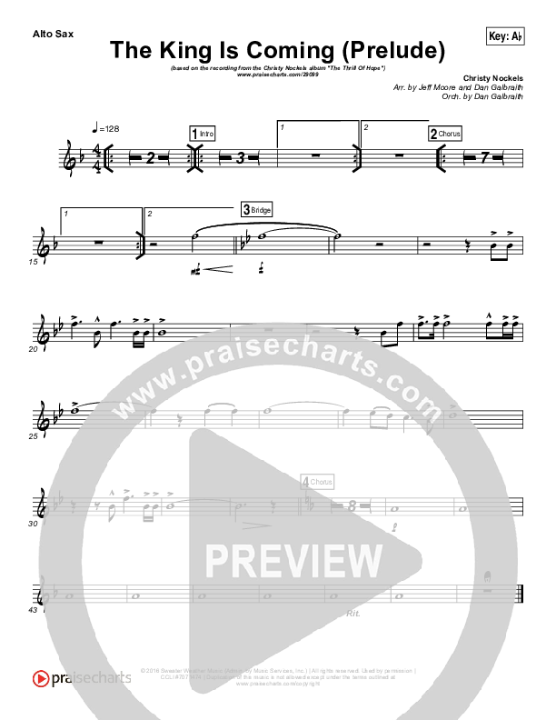 The King Is Coming Prelude Alto Sax (Christy Nockels)
