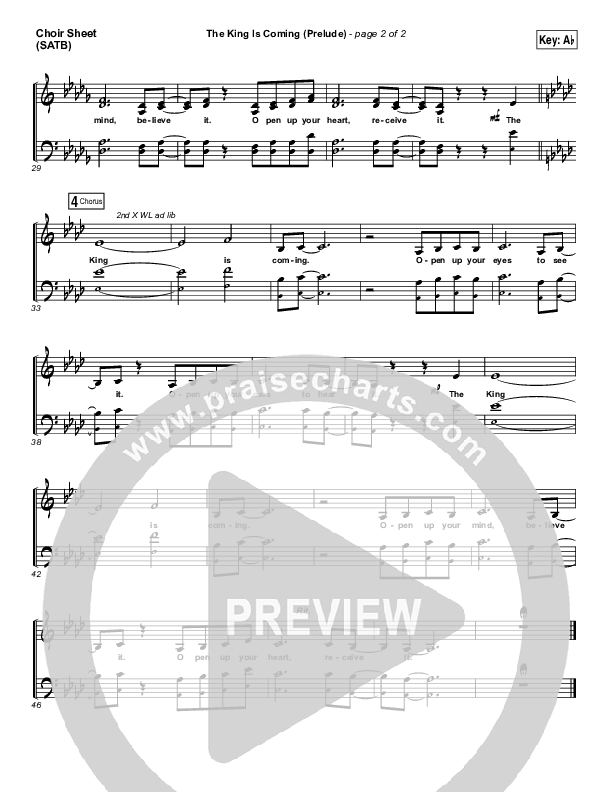 The King Is Coming Prelude Choir Sheet (SATB) (Christy Nockels)