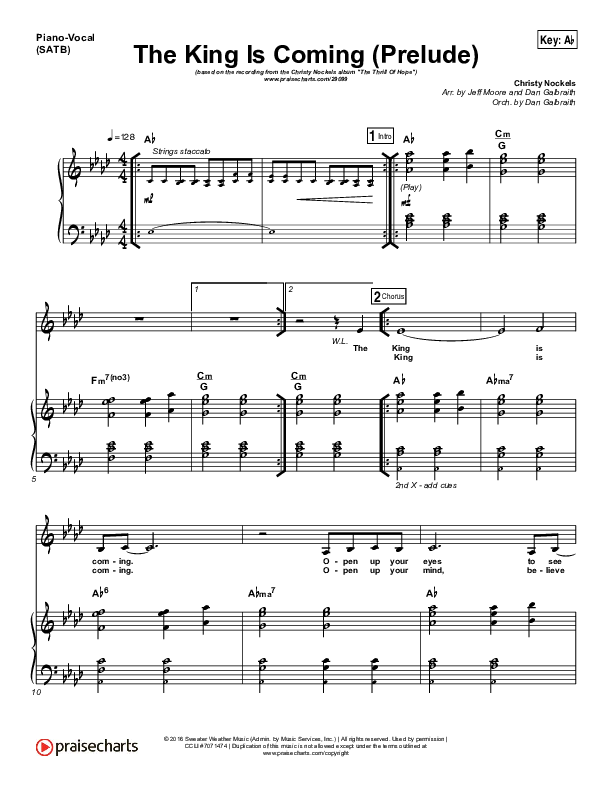 The King Is Coming Prelude Piano/Vocal (SATB) (Christy Nockels)