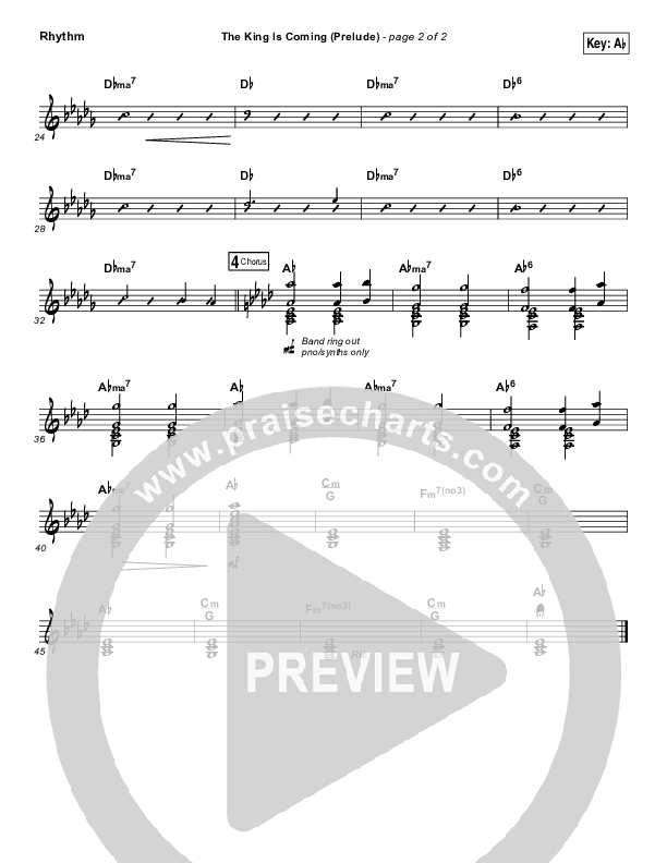 The King Is Coming Prelude Rhythm Chart (Christy Nockels)