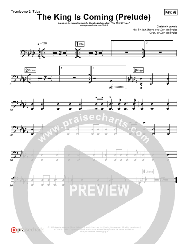 The King Is Coming Prelude Trombone 3/Tuba (Christy Nockels)
