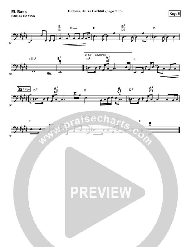 O Come All Ye Faithful Bass Guitar (Jeff Elkins)