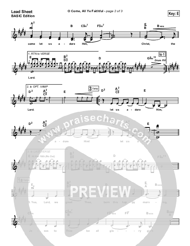 O Come All Ye Faithful Lead Sheet (Jeff Elkins)