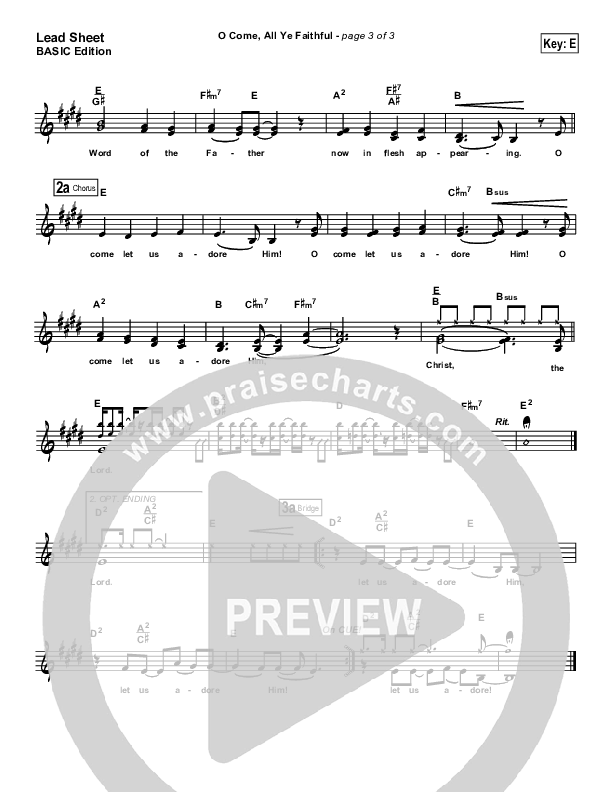 O Come All Ye Faithful Lead Sheet (Jeff Elkins)