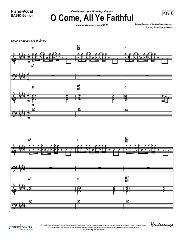 O Come All Ye Faithful Piano/Vocal (Jeff Elkins)