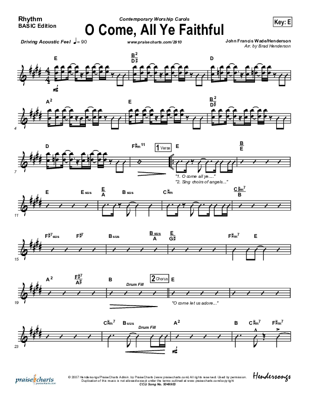 O Come All Ye Faithful Rhythm Chart (Jeff Elkins)