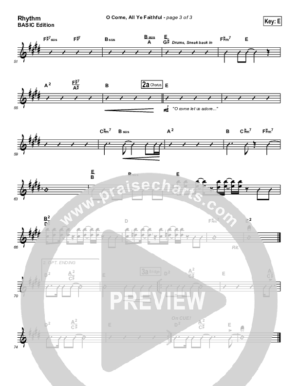 O Come All Ye Faithful Rhythm Chart (Jeff Elkins)