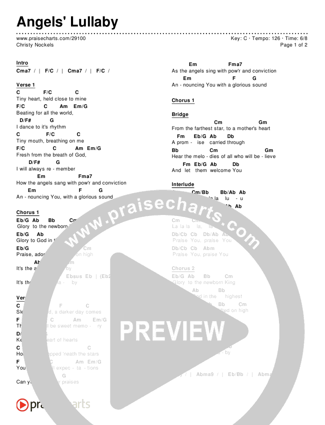 Angels' Lullaby Chords & Lyrics (Christy Nockels)