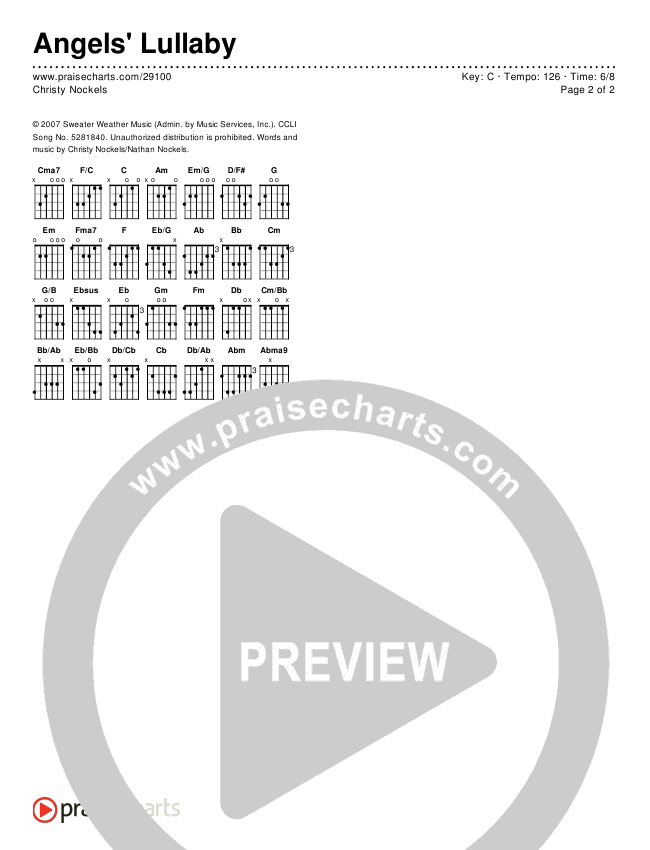 Angels' Lullaby Chords & Lyrics (Christy Nockels)