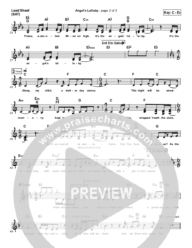 Angels' Lullaby Lead Sheet (SAT) (Christy Nockels)