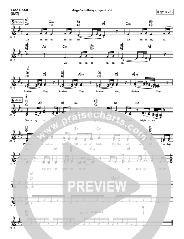 Angels' Lullaby Lead Sheet (SAT) (Christy Nockels)