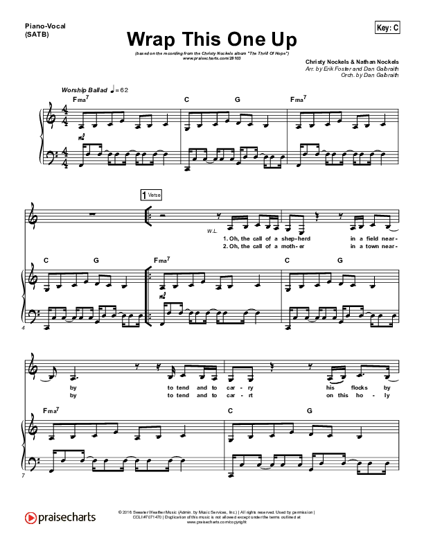 Wrap This One Up Piano/Vocal (SATB) (Christy Nockels)