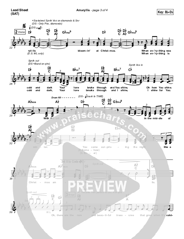 Amaryllis Lead Sheet (SAT) (Christy Nockels)