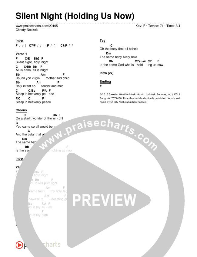 Silent Night (Holding Us Now) Chords & Lyrics (Christy Nockels)