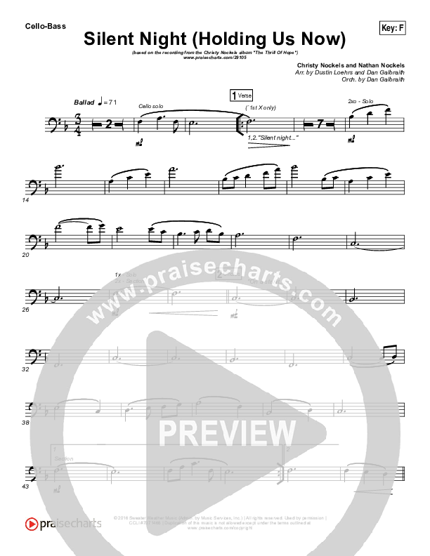 Silent Night (Holding Us Now) Cello/Bass (Christy Nockels)